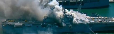 Navio da Marinha dos EUA pega fogo em San Diego; 21 pessoas ficam feridas