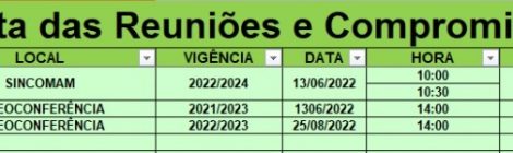 Programação reuniões e compromissos julho de 2022