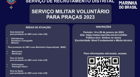 Comando do 9º Distrito Naval abre processo seletivo para Praça Temporário