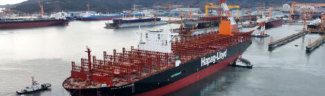 Porta-contêiner ultragrande a GNL bicombustível da Hapag entra em serviço